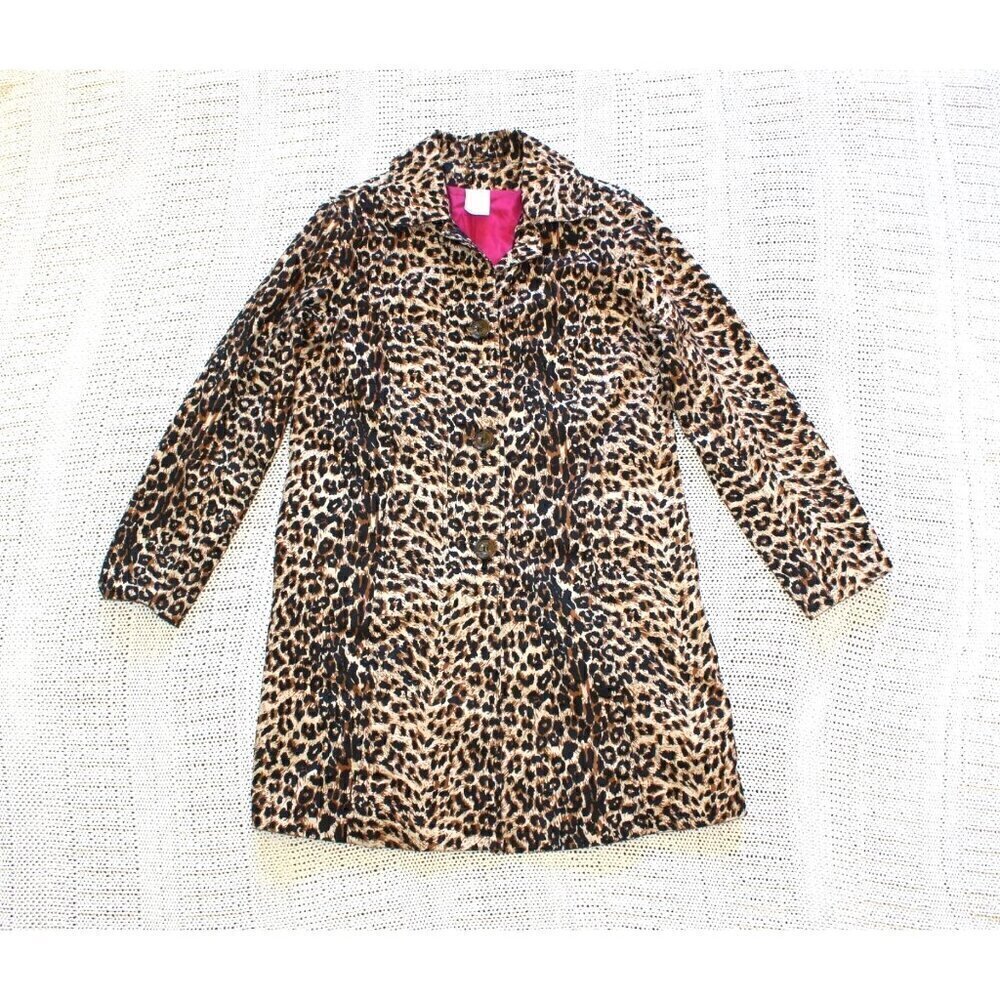 Animal print women's Mid length Jacket Size S/P Long sleeves 96% cotton pockets